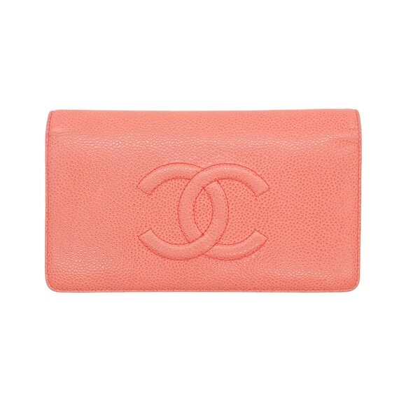 Chanel Caviar Wallet Bifold Pink (17***48) With Black Card - Picture 1 of 8